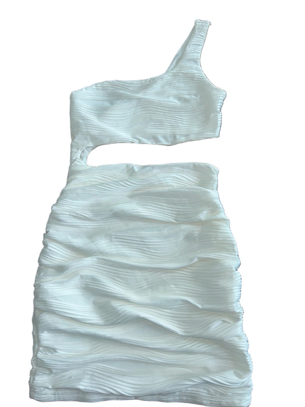 SHEIN: One-Shoulder White Textured Cutout Dress: Size XS